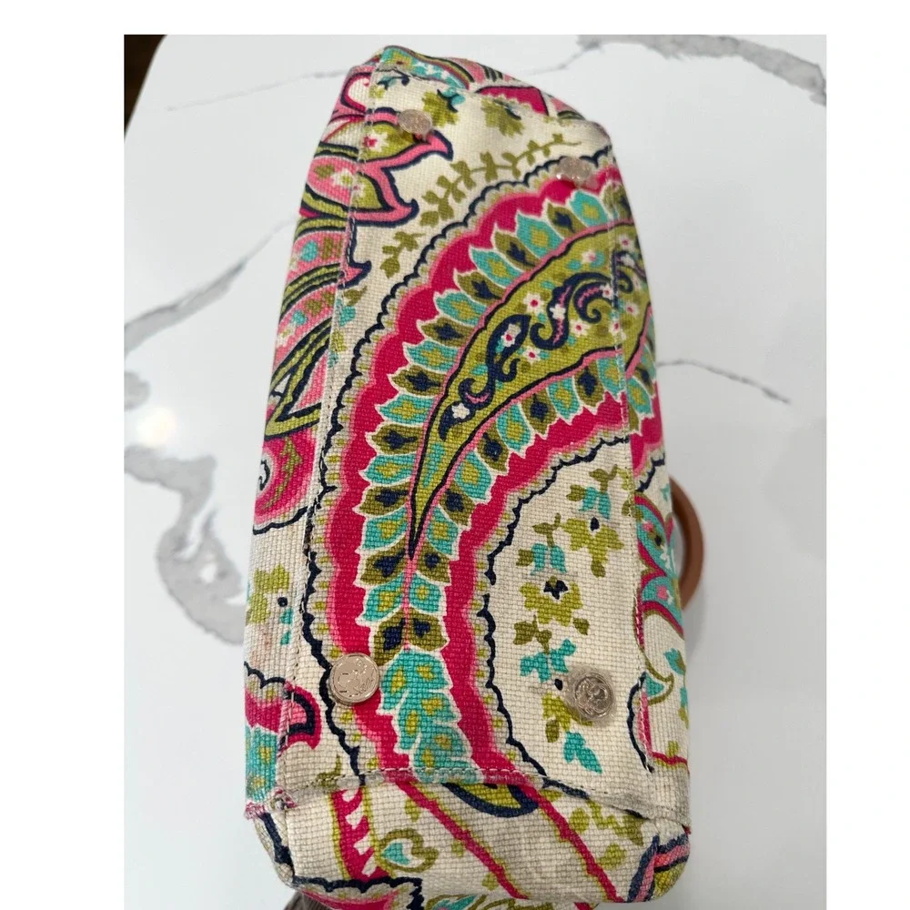 Spartina 449 Daufuskie Island Floral Paisley Linen Leather Satchel Handbag